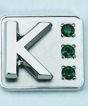 Silver 3-Emerald Medallion Pin Back 