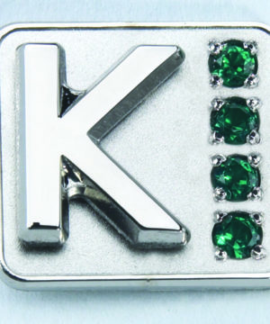 Silver 4-Emerald Medallion Pin Back