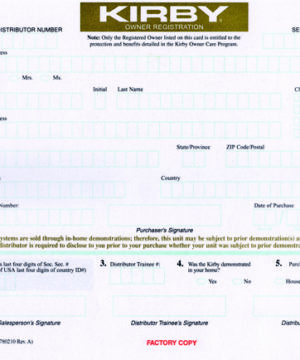 Replacement Owner's Registration Card